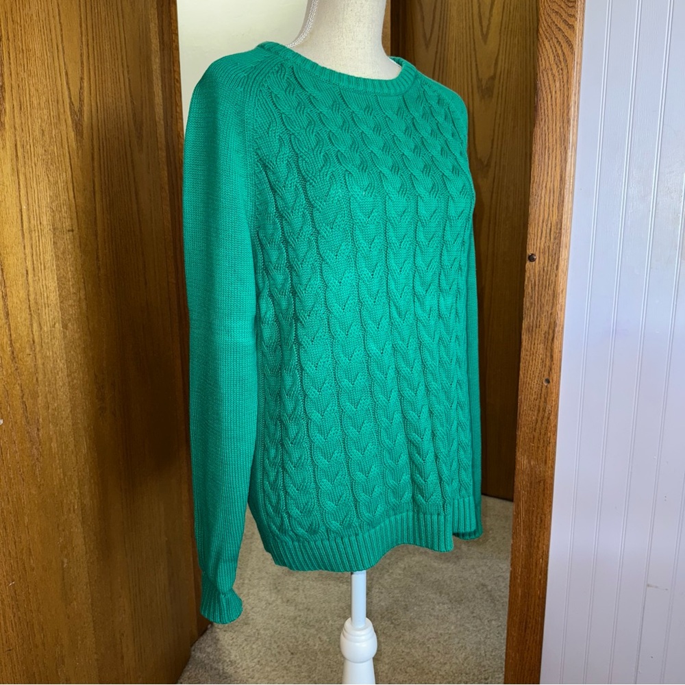 Lands' End Teal Cable Knit Sweater